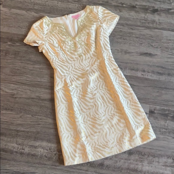 Lilly Pulitzer Gold Short Sleeve Dress - Picture 6 of 9